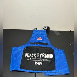 Black Pyramid Mens Solid Blue Military Vest One Size Chris Brown Breezy